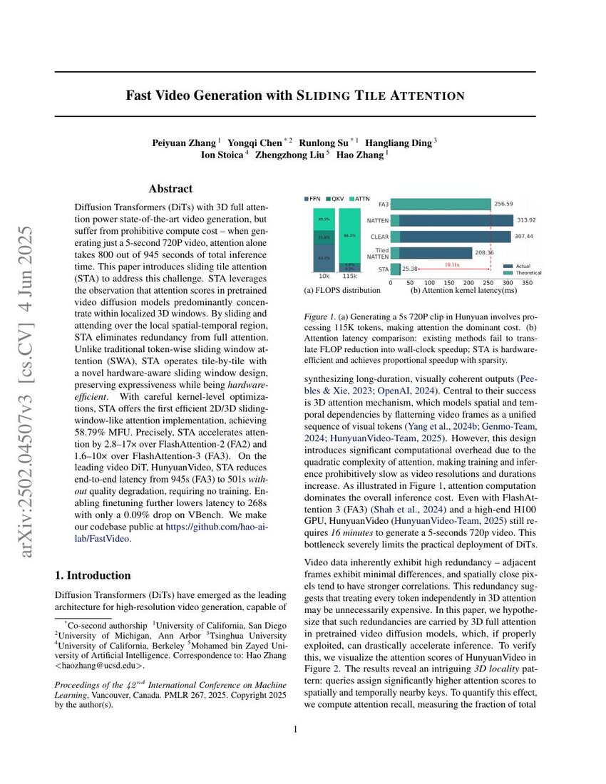 Sliding Tile Attention paper thumbnail