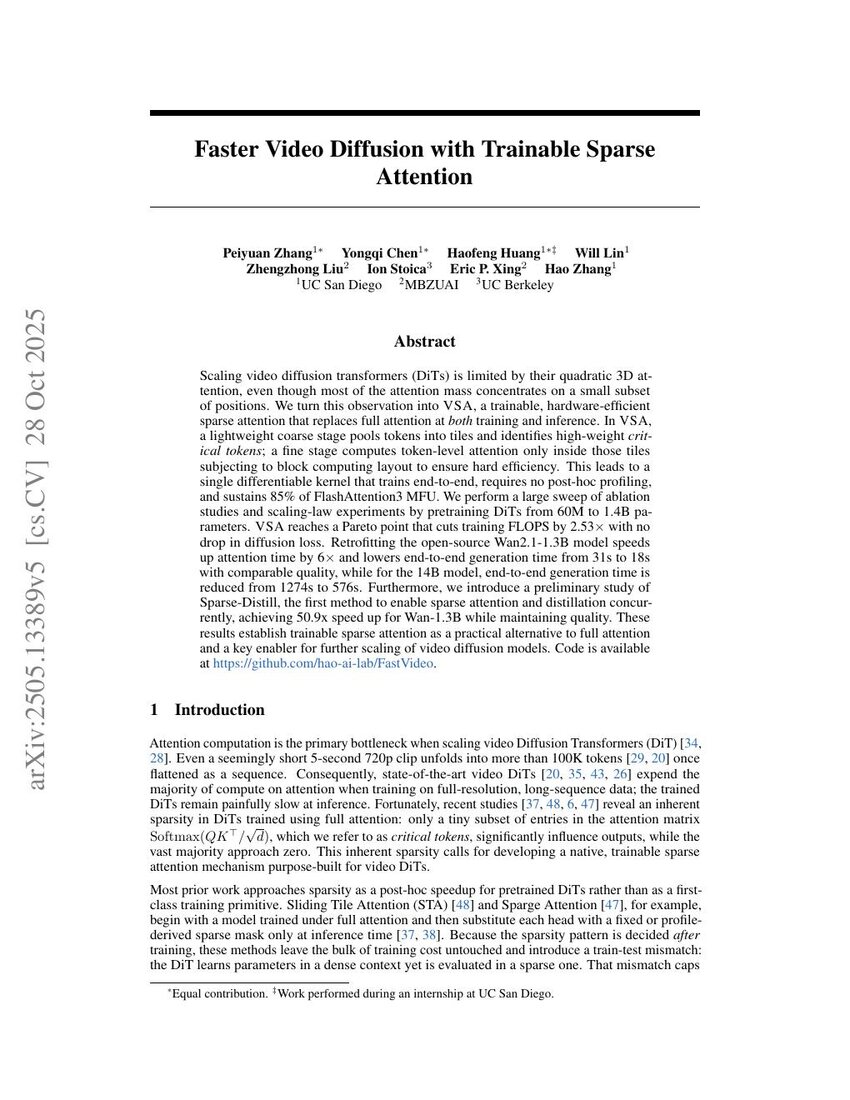 Video Sparse Attention paper thumbnail